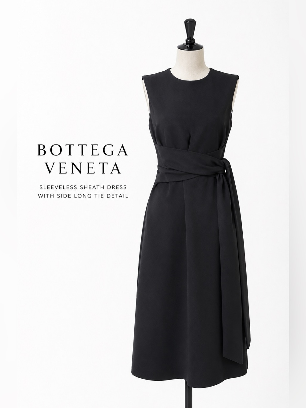 Bottega Veneta Black Sleeveless Belted Midi Dress IT 38 (US 2-4)